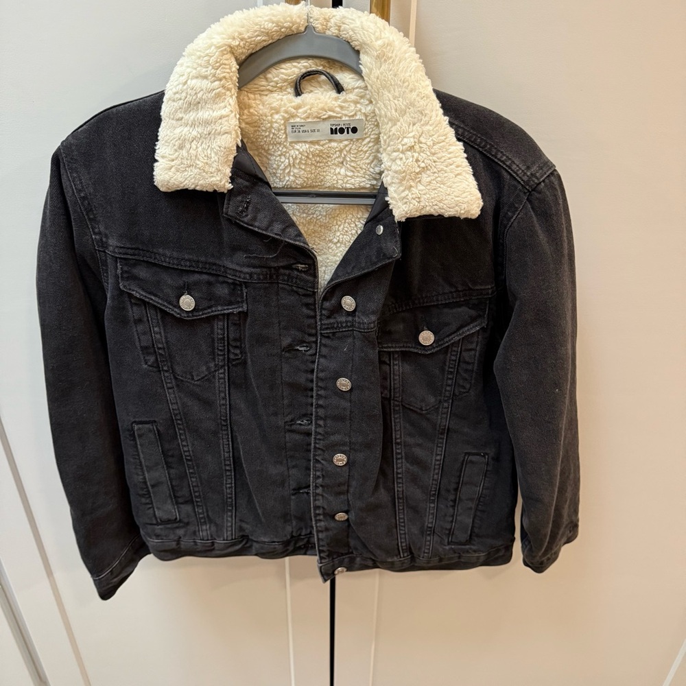 Topshop Black Jacket with Cream Collar
